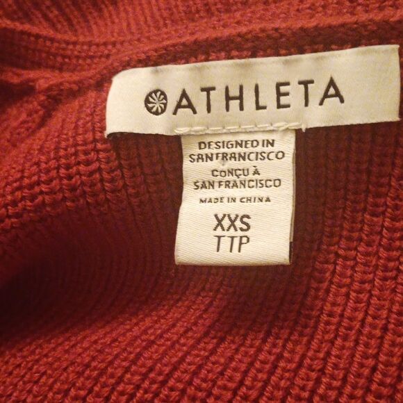 Athleta Hanover V-Neck  Red Ribbed Sweater. - Picture 8 of 10